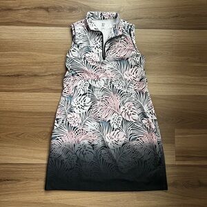 EP New York Sleeveless Golf Dress Quarter Zip Palm Print Size L